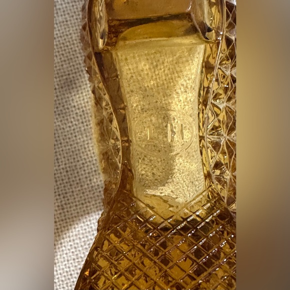 Vtg Herman Tappan Amber Glass Diamond Cut Glass Shoe - Picture 6 of 7